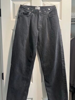 Womens' Agolde Black Pleated Adjustable Snap Waist Jeans Size 28